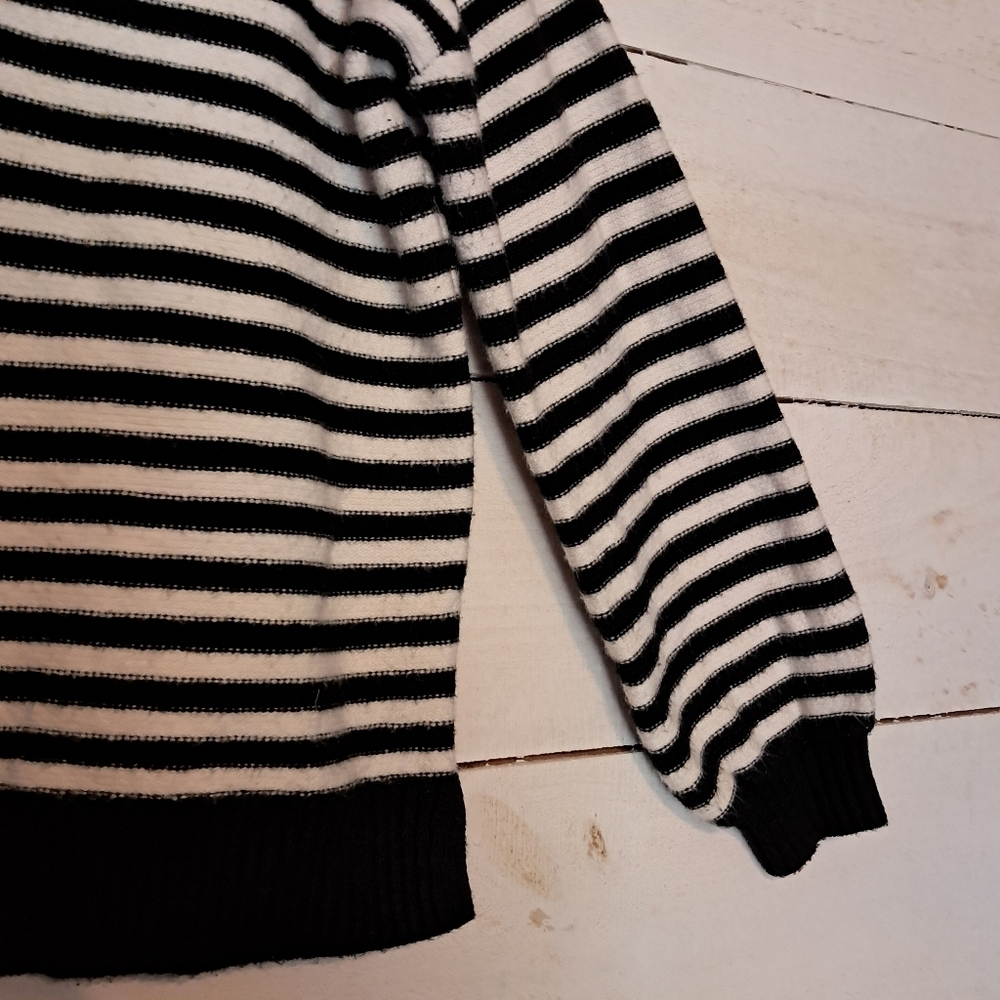 Loft Stripped 1/2 Zip Sweater Black And White Size Small - Picture 5 of 8